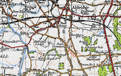 Old map of Barr Common in 1946