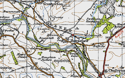 Old map of Barrasford in 1947