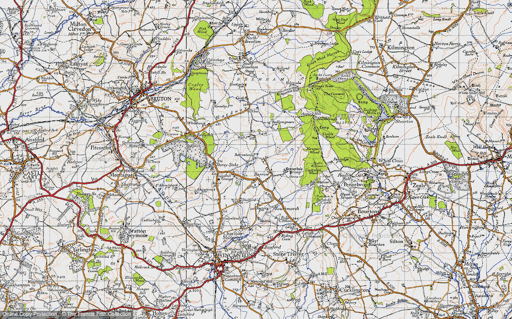 Old Map of Historic Map covering Stavordale Priory in 1945
