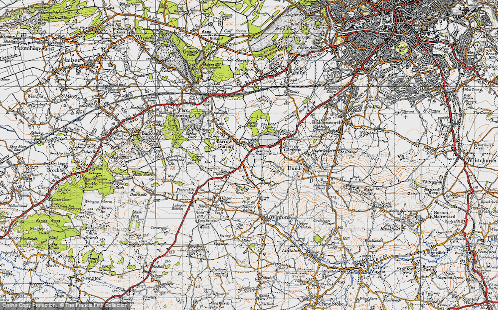 Old Map of Historic Map covering Barrow Wood in 1946