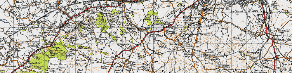 Old map of Barrow Gurney in 1946