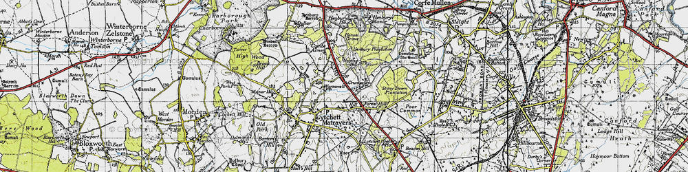 Old map of Lytchett Heath in 1940