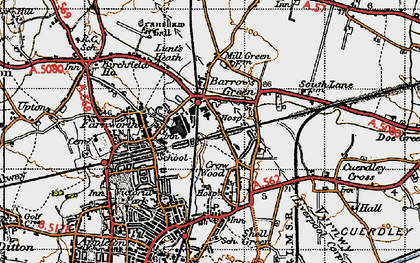 Old map of Barrow's Green in 1947