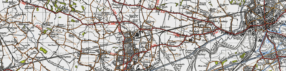 Old map of Barrow's Green in 1947