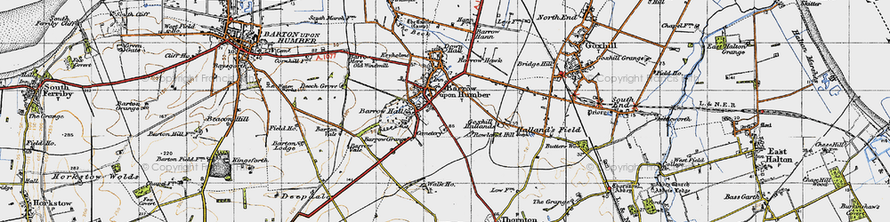 Old map of Barrow upon Humber in 1947
