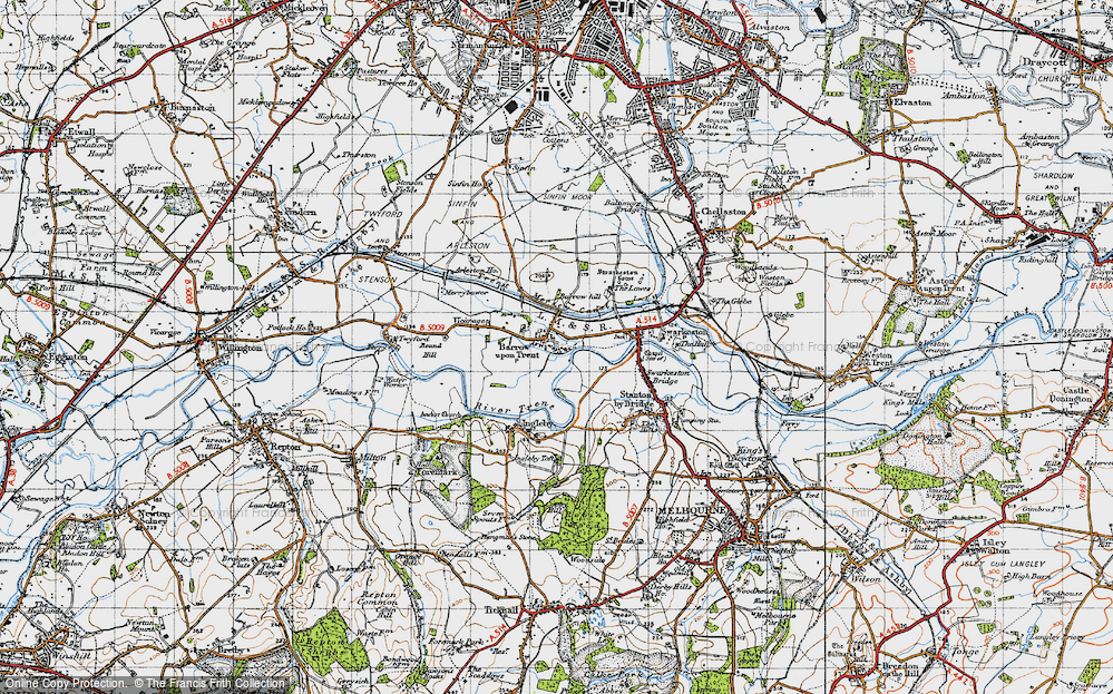 Old Map of Historic Map covering Barrow-hill in 1946