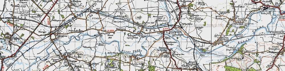 Old map of Barrow upon Trent in 1946