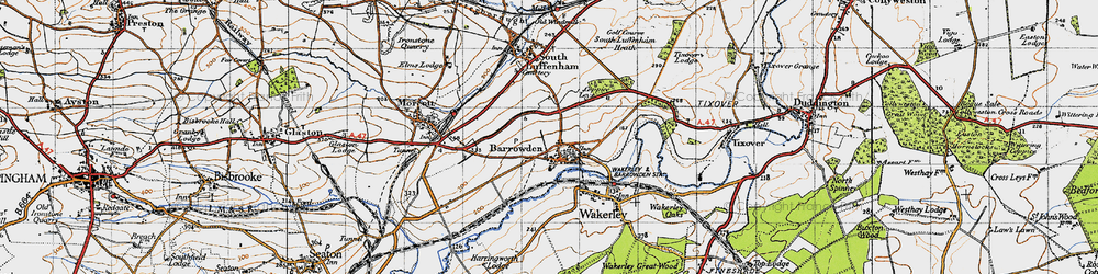 Old map of Barrowden in 1946