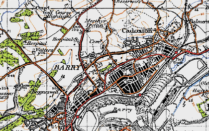Old map of Barry Dock in 1947