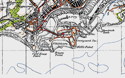 Old map of Barry Island in 1947