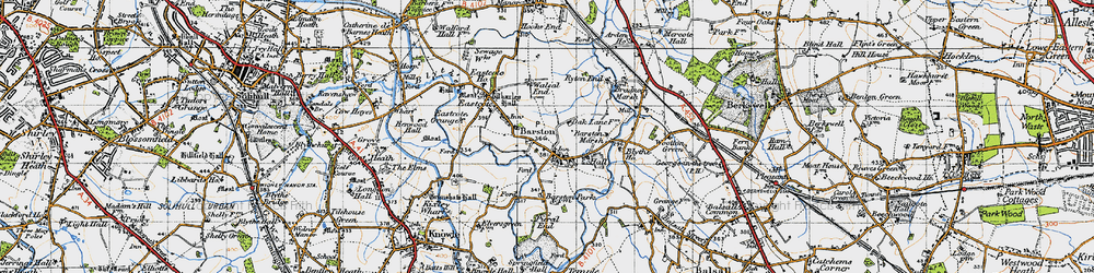 Old map of Barston in 1947