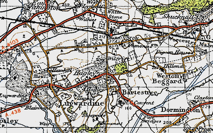 Old map of Bartestree in 1947