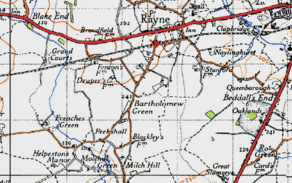 Old map of Bartholomew Green in 1945