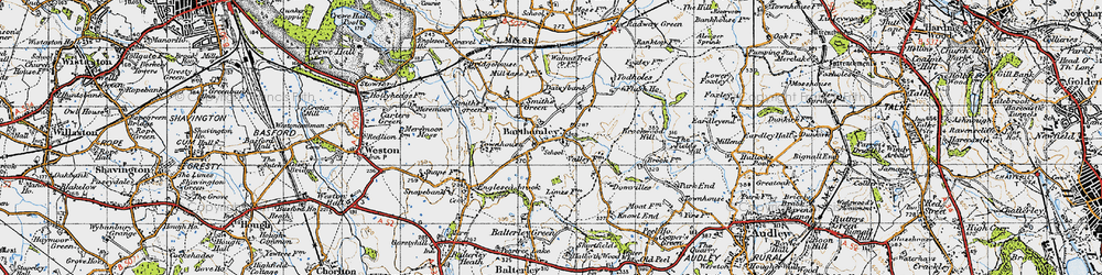 Old map of Barthomley in 1946