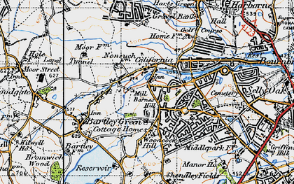 Old map of Bartley Green in 1947