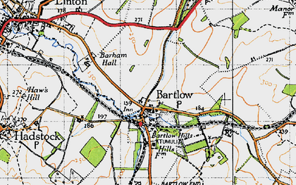 Old map of Bartlow Hills in 1946