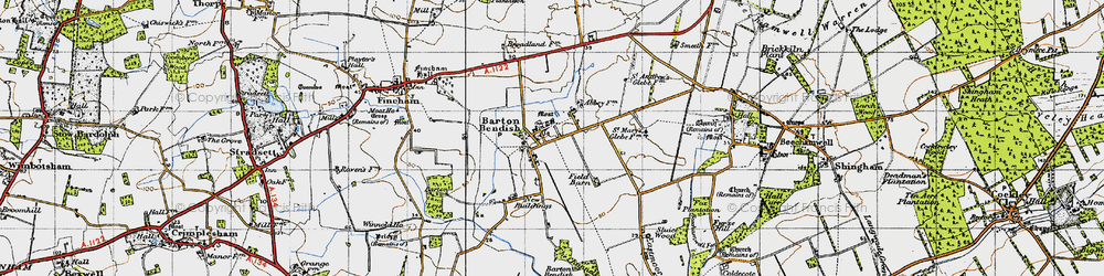 Old map of Barton Bendish in 1946