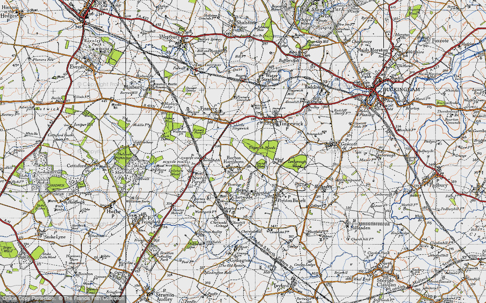 Old Map of Historic Map covering Tingewick Wood in 1946