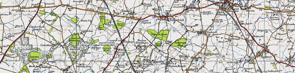 Old map of Barton Hartshorn in 1946