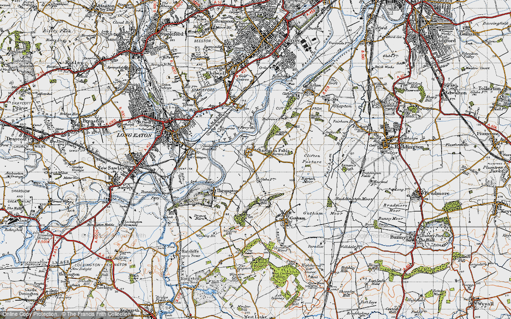 Old Map of Historic Map covering Barton Lodge in 1946