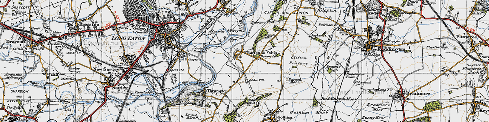 Old map of Barton in Fabis in 1946