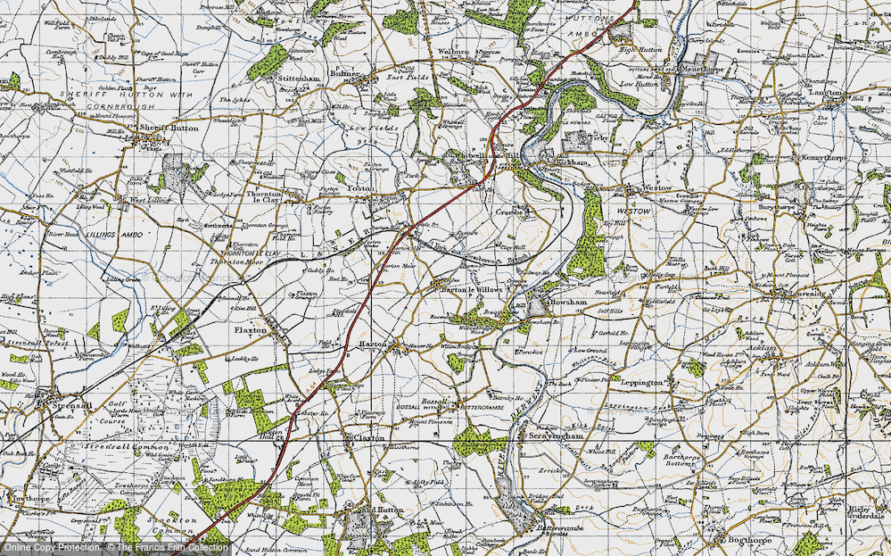 Old Map of Historic Map covering Barton Moor Ho in 1947