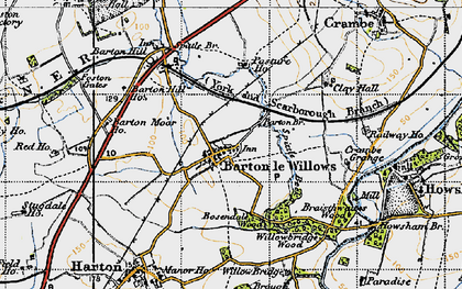 Old map of Barton-le-Willows in 1947