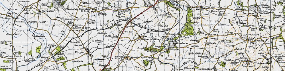 Old map of Barton Br in 1947