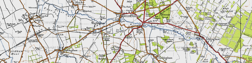 Old map of Barton Mills in 1946