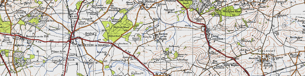 Old map of Barton-on-the-Heath in 1946