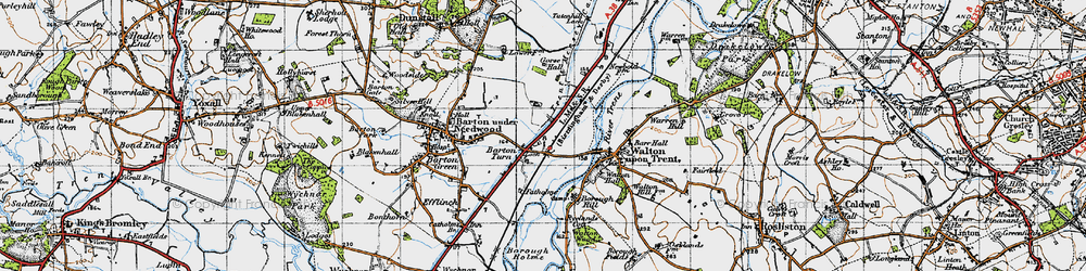 Old map of Barton Turn in 1946