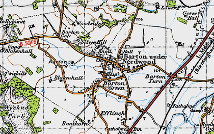 Old map of Barton-under-Needwood in 1946