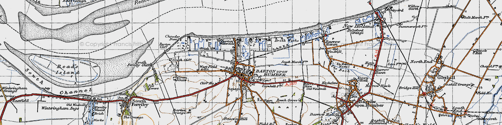 Old map of Barton-Upon-Humber in 1947