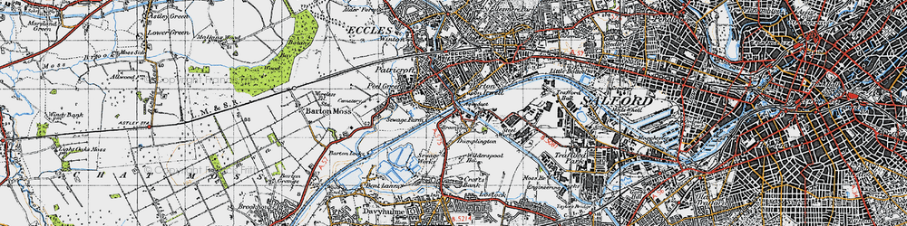 Old map of Barton Upon Irwell in 1947