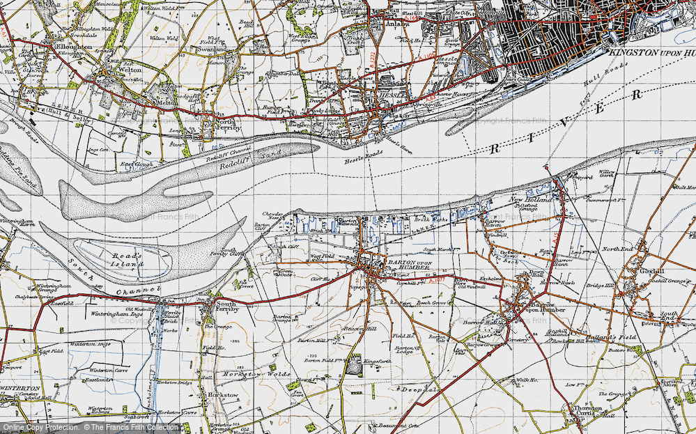 Old Map of Historic Map covering Barton Cliff in 1947