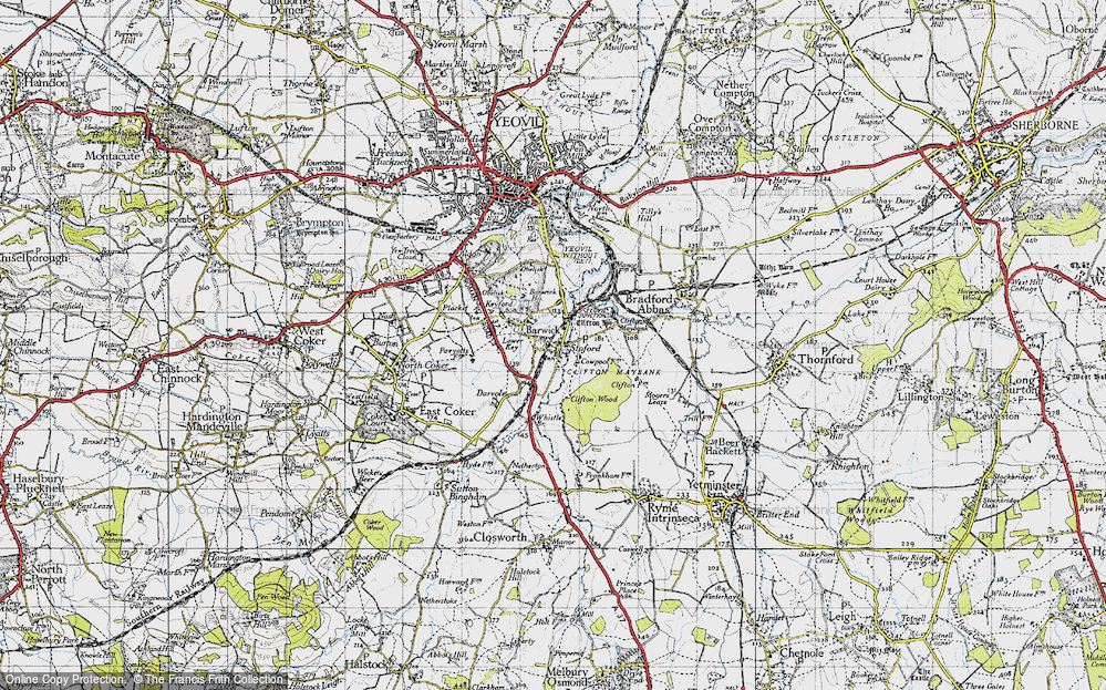 Old Map of Historic Map covering Whistle Br in 1945