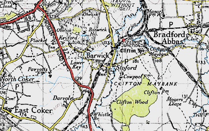 Old map of Barwick in 1945