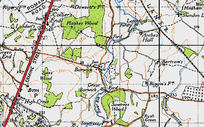Old map of Barwick in 1946