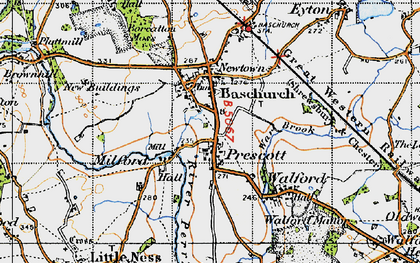 Old map of Baschurch in 1947