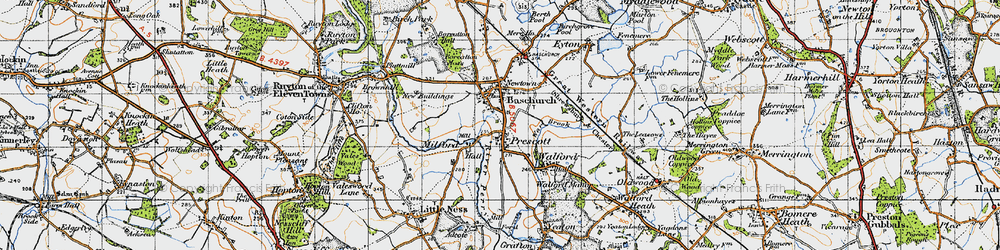 Old map of Baschurch in 1947