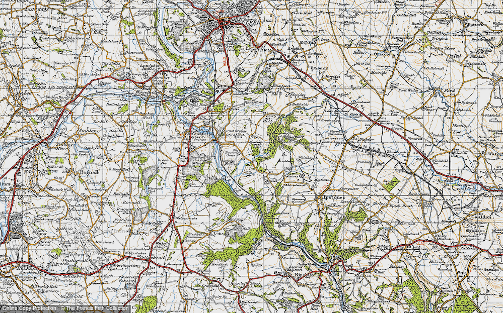 Old Map of Historic Map covering Whitehough in 1946