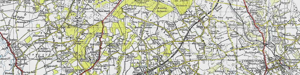 Old map of Bashley in 1940