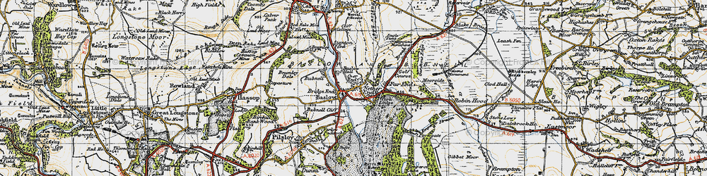 Old map of Baslow in 1947