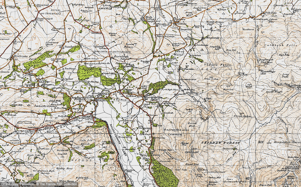 Old Map of Historic Map covering Brocklecrag in 1947