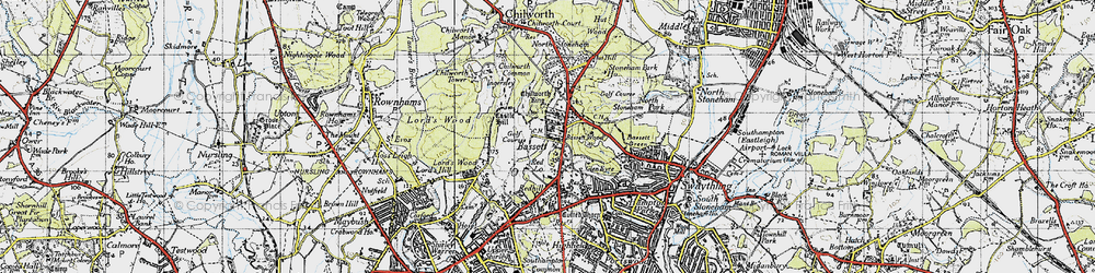 Old map of Bassett in 1945