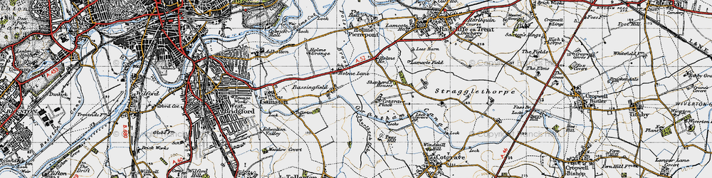 Old map of Bassingfield in 1946
