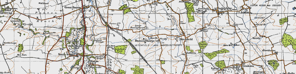 Old map of Bassingthorpe in 1946