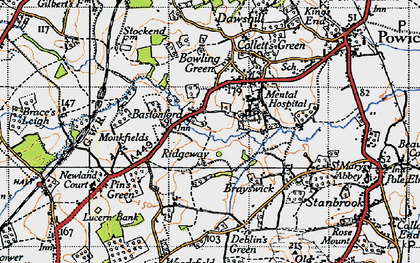 Old map of Bastonford in 1947