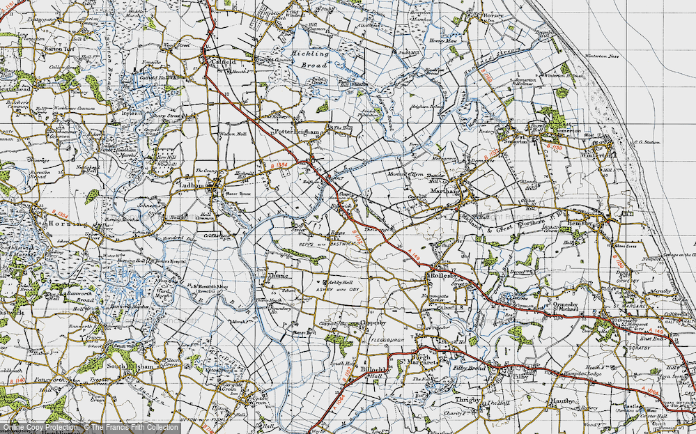 Old Map of Bastwick, 1945 in 1945