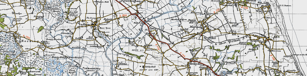 Old map of Bastwick in 1945